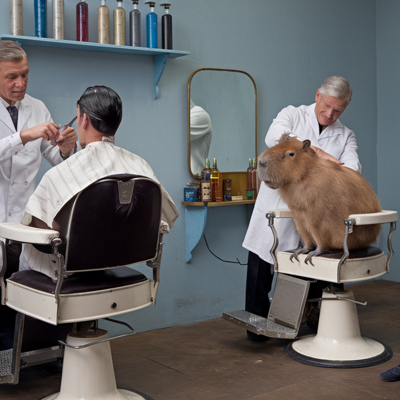 Friday at the barbers. The horror of a haircut for a small boy.