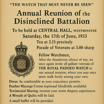 Invitation to the annual reunion of former members of the Royal Padded Watch.