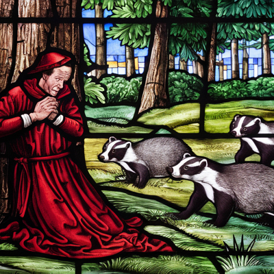 973 AD | Dunstan as a monk, faced by a ‘watch of badgers’.