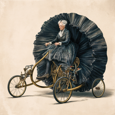 The Crinolined Crab. An early Waisthold’s creation. Transport for Dudley’s ageing mother who refused to use brakes.
