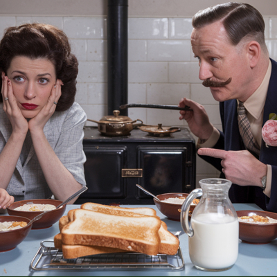 Tuesday morning breakfast. Discussions include euphemisms to hide sexuality, memories of the Royal Household Squirrel Enhancers, and the British army’s use of apes for sanitation trials in Gibraltar.