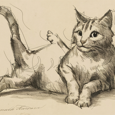 Turner sketch. The artist’s cat (1807). An anatomically incorrect sketch by the great man himself.